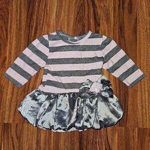 5 For $25 Wonderkids Pink and Silver Striped Bubble Dress W/ Bow Baby Size 18M